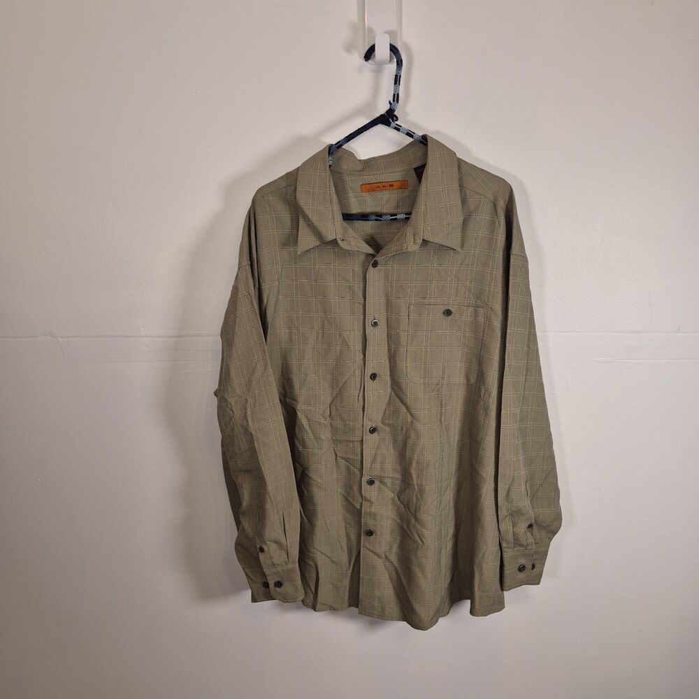 Axis Men's Button Up Shirt Size 3XLB/3X Green Long Sleeve